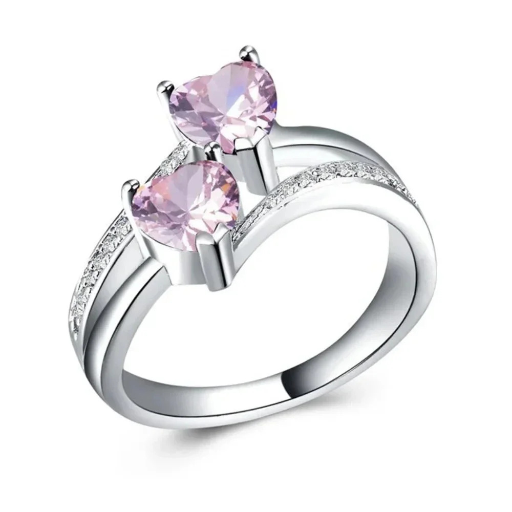 ✨925 Silver Plated Pink Heart Cut Emerald Exquisite Ring, GPMB1528